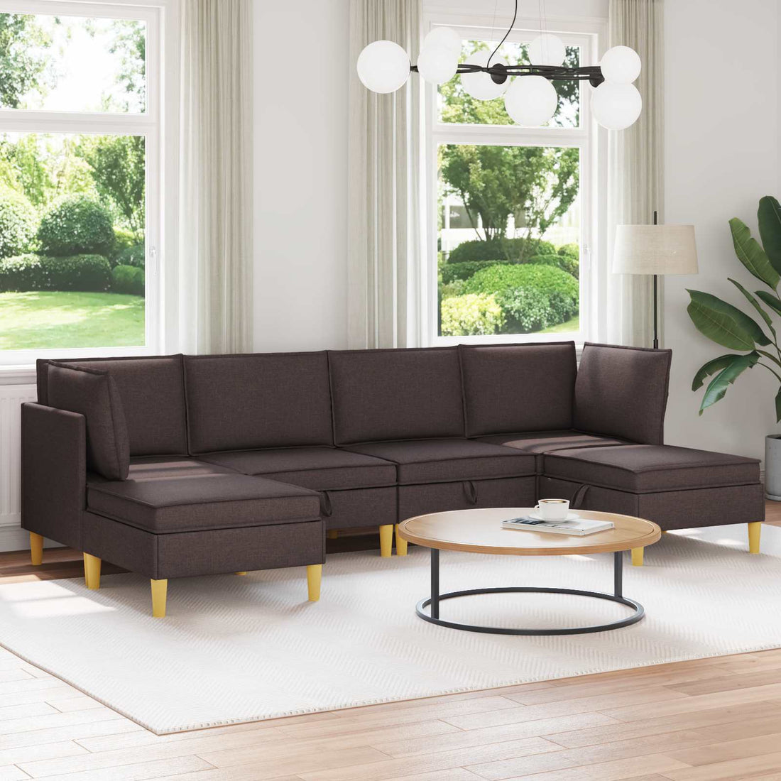 vidaXL Juego de sofá modular con almacenamiento 6 uds. Marrón Oscuro