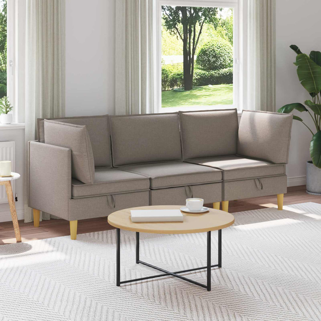 vidaXL Juego de sofá modular con almacenamiento 3 uds. Topo Tela