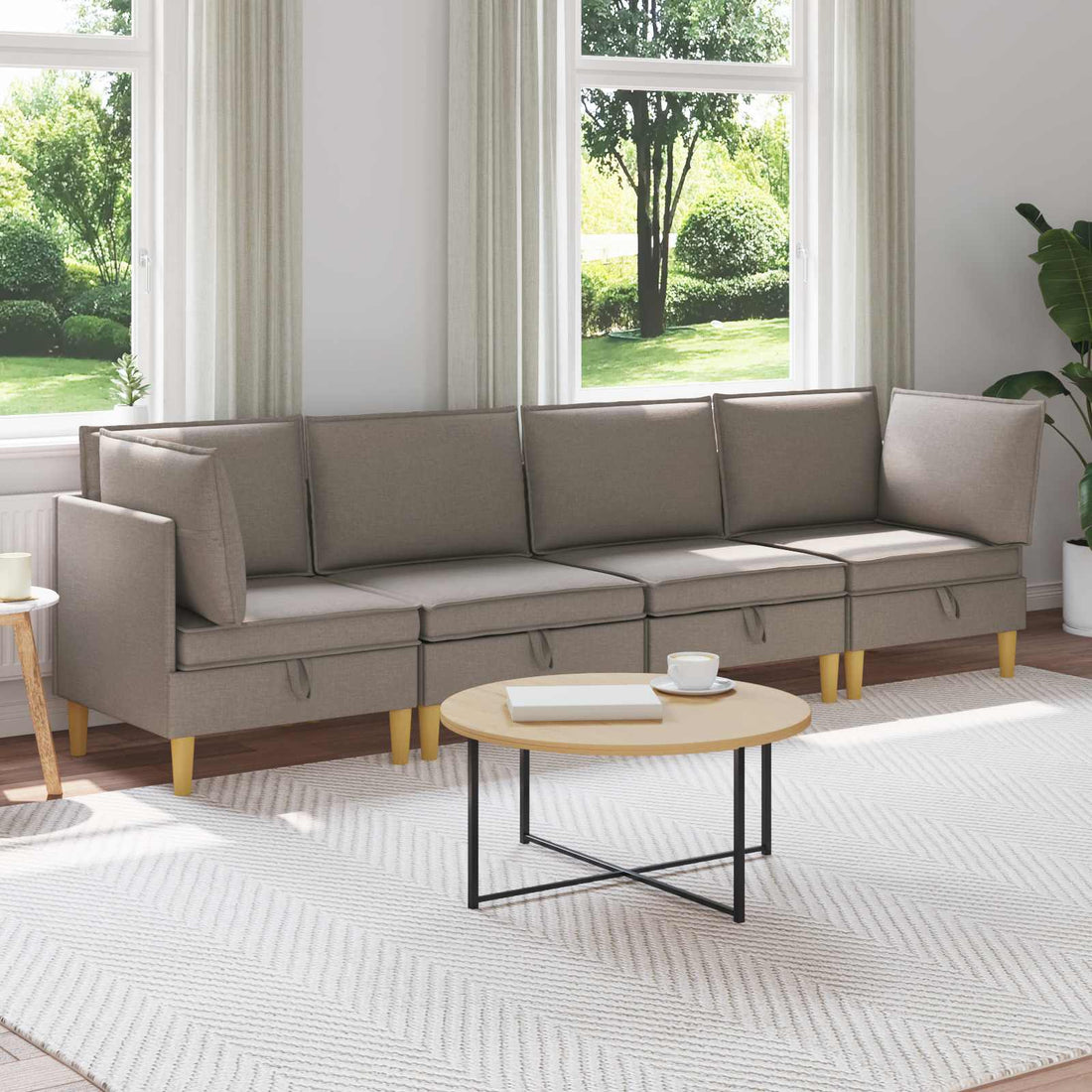 vidaXL Juego de sofá modular con almacenamiento 4 uds. Topo Tela