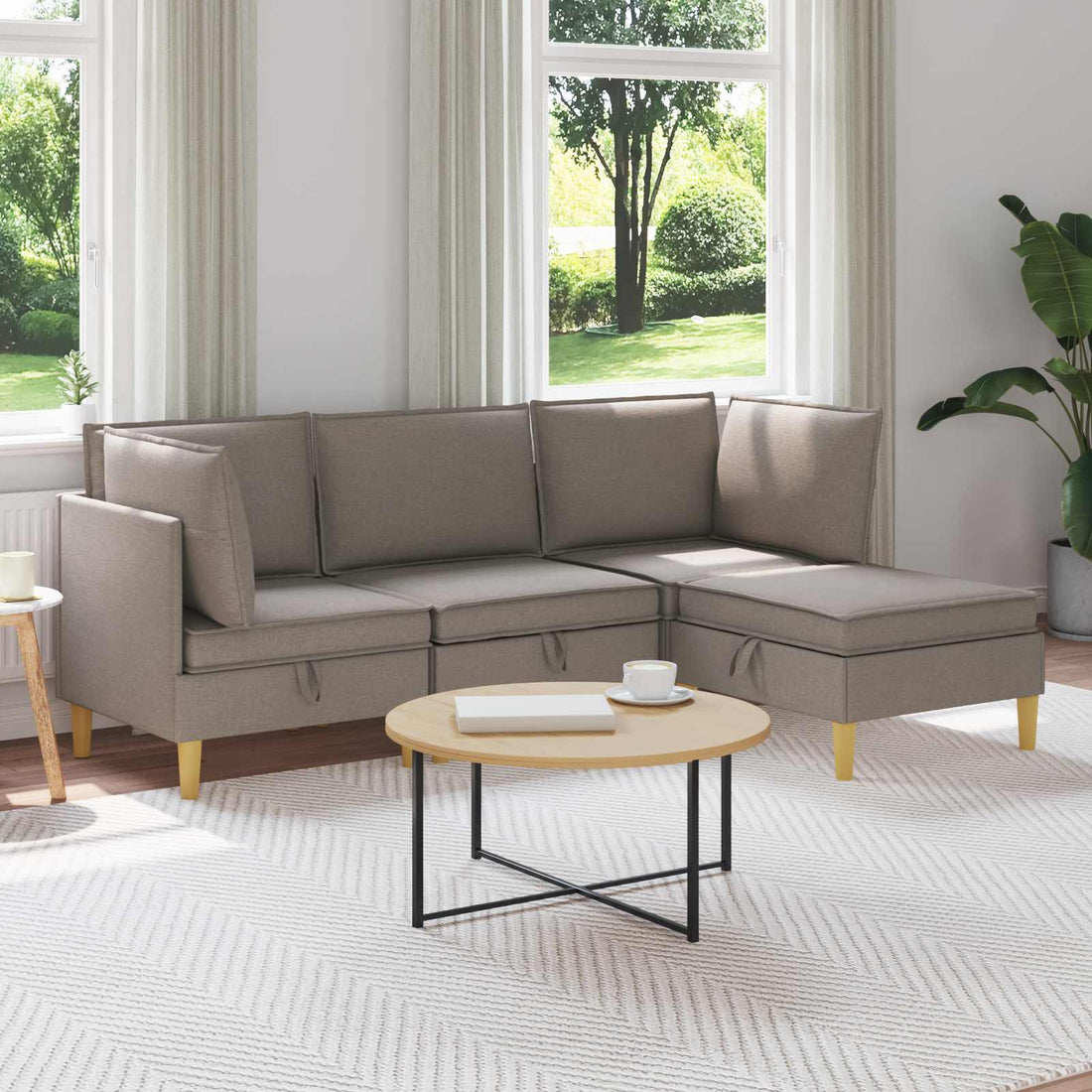 vidaXL Juego de sofá modular con almacenamiento 4 uds. Topo Tela