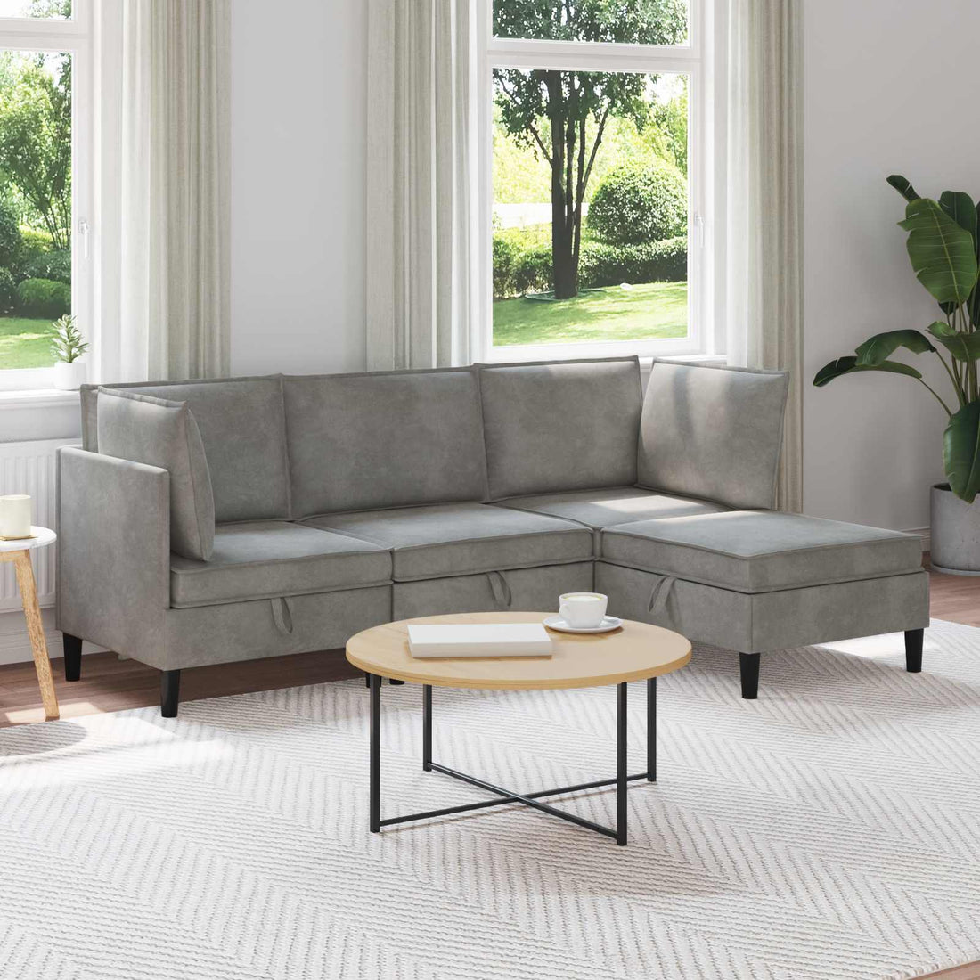vidaXL Juego de muebles de salón 4 uds. Gris Claro Terciopelo