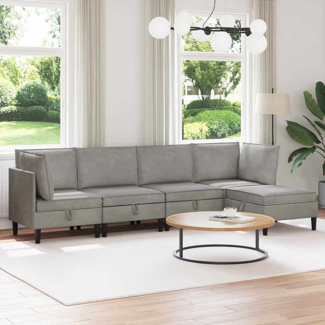 vidaXL Juego de muebles de salón 5 uds. Gris Claro Terciopelo