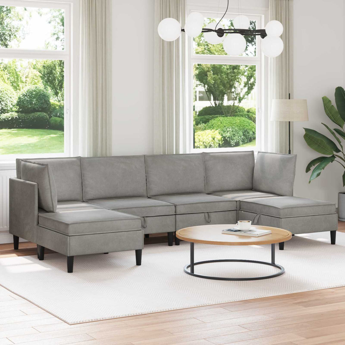 vidaXL Juego de muebles de salón 6 uds. Gris Claro Terciopelo