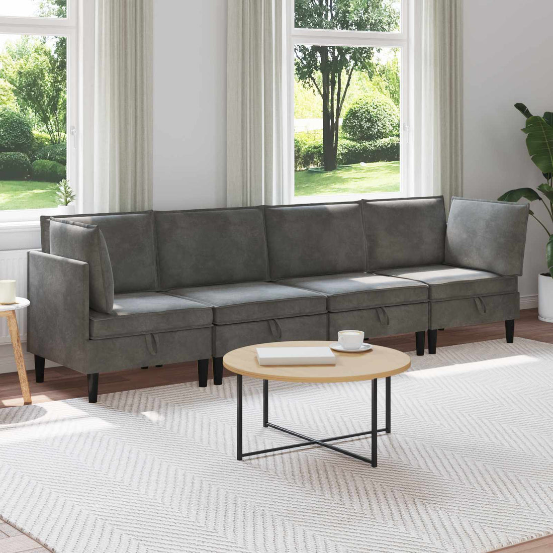 vidaXL Juego de muebles de salón 4 uds. Gris oscuro Terciopelo