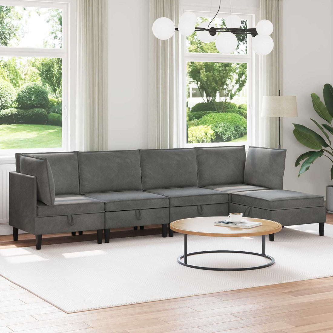 vidaXL Juego de muebles de salón 5 uds. Gris oscuro Terciopelo