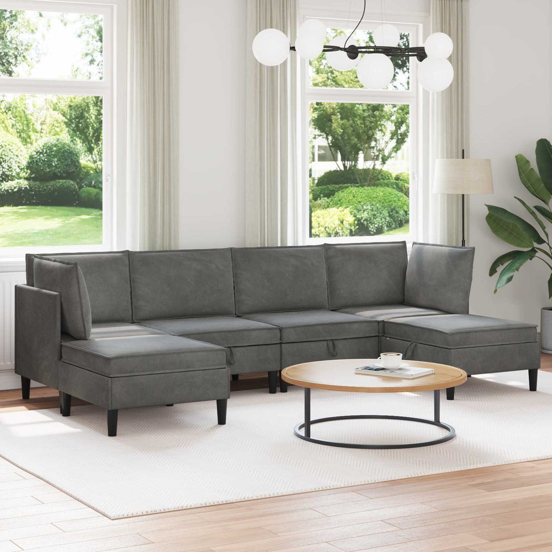vidaXL Juego de muebles de salón 6 uds. Gris oscuro Terciopelo