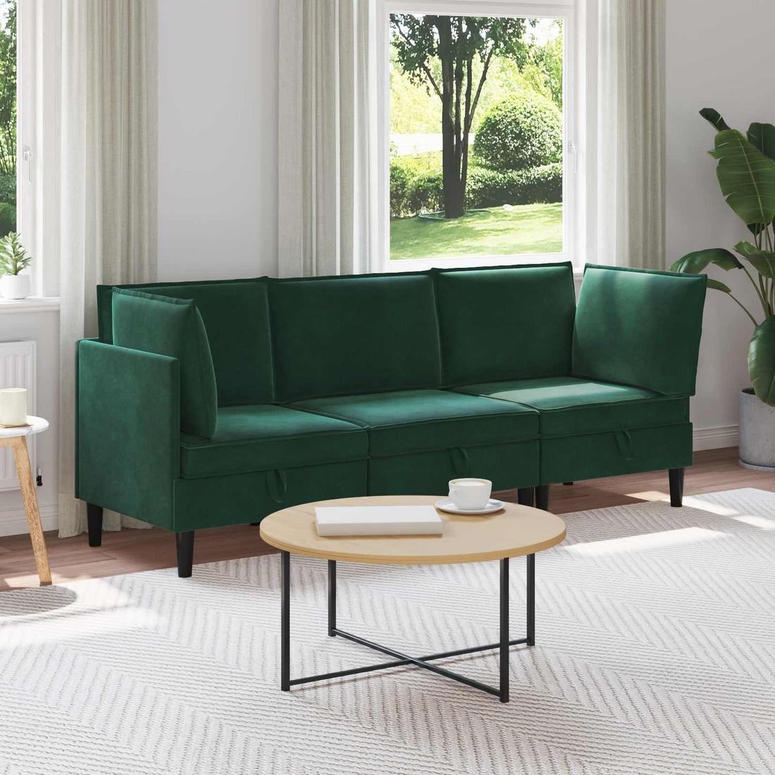 vidaXL Juego de muebles de salón 3 uds. Verde oscuro Terciopelo