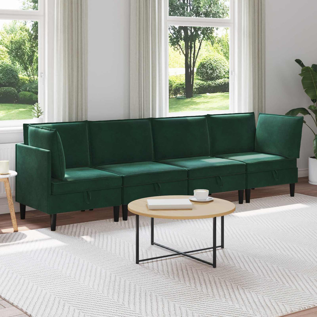 vidaXL Juego de muebles de salón 4 uds. Verde oscuro Terciopelo