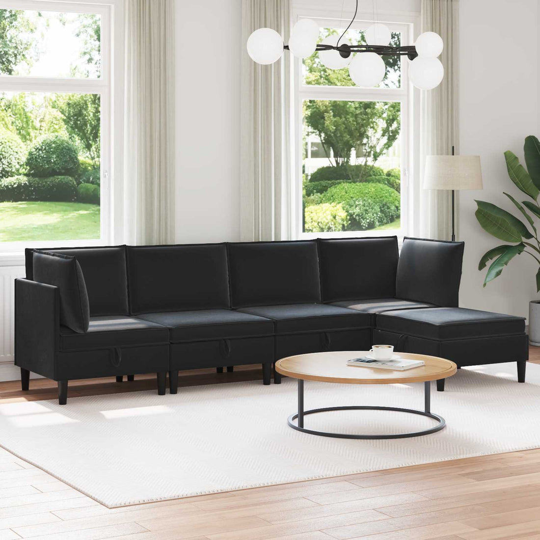 vidaXL Juego de muebles de salón 5 uds. Negro Terciopelo