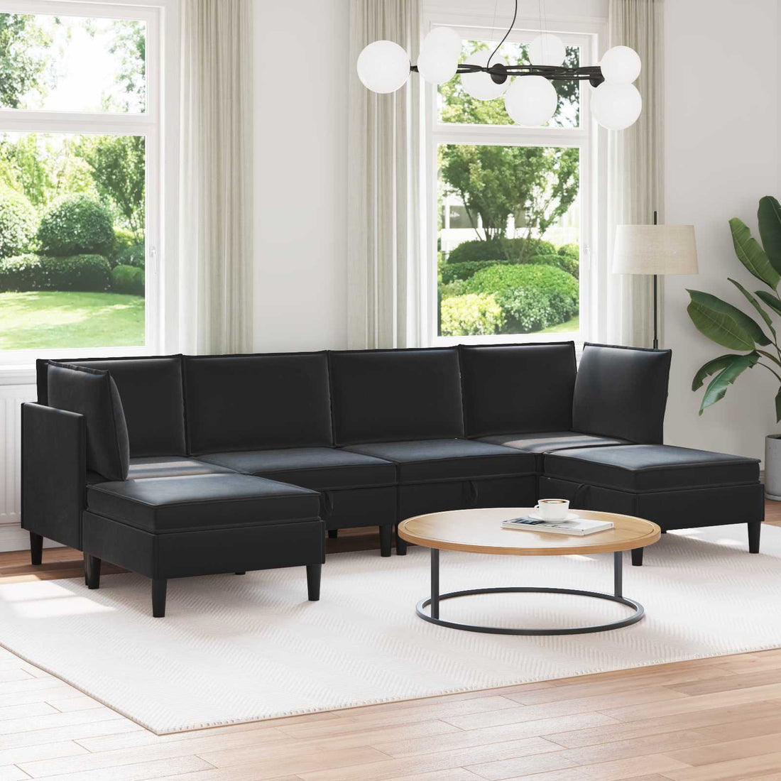 vidaXL Juego de muebles de salón 6 uds. Negro Terciopelo