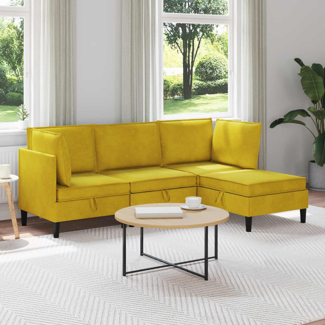 vidaXL Juego de muebles de salón 4 uds. Amarillo Terciopelo