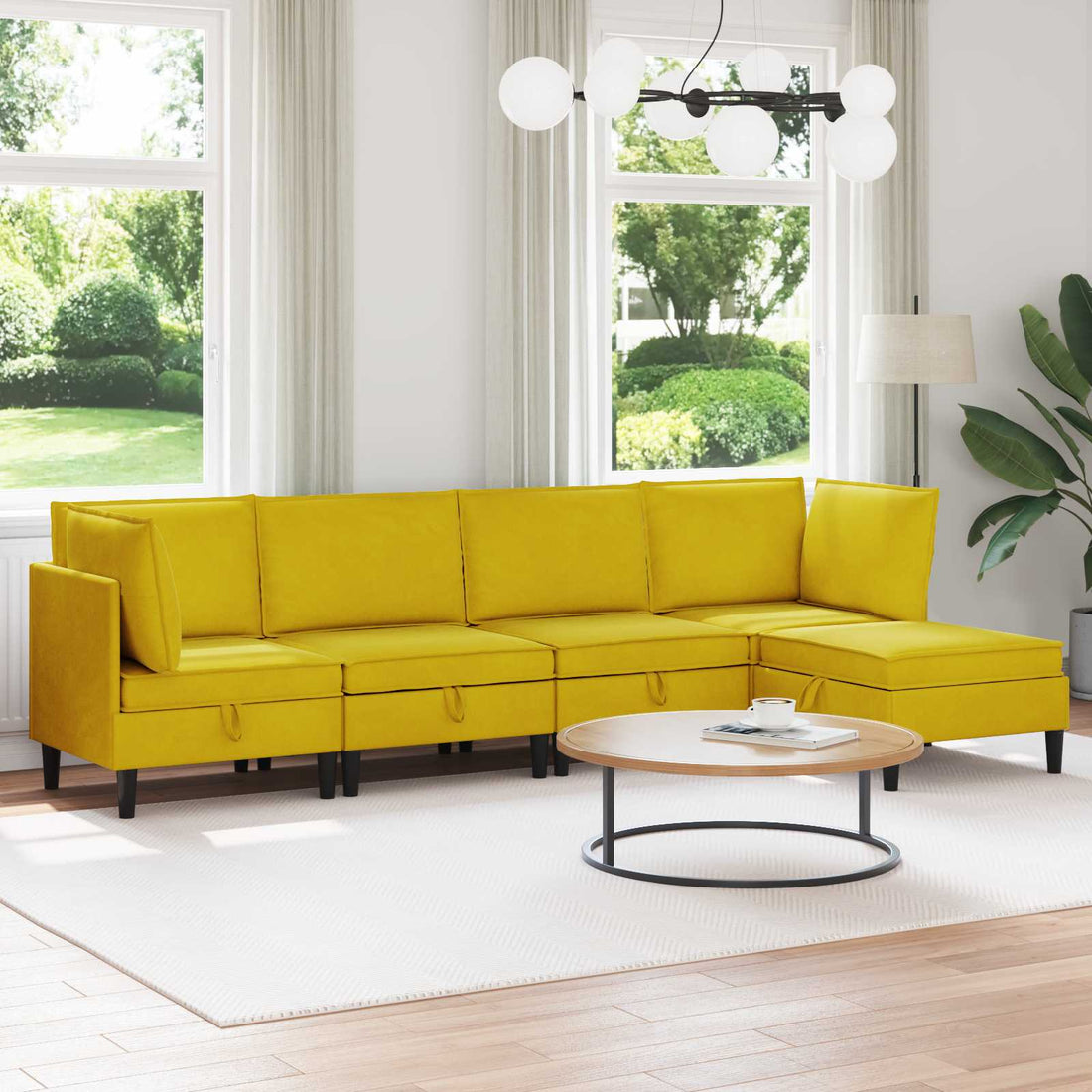 vidaXL Juego de muebles de salón 5 uds. Amarillo Terciopelo