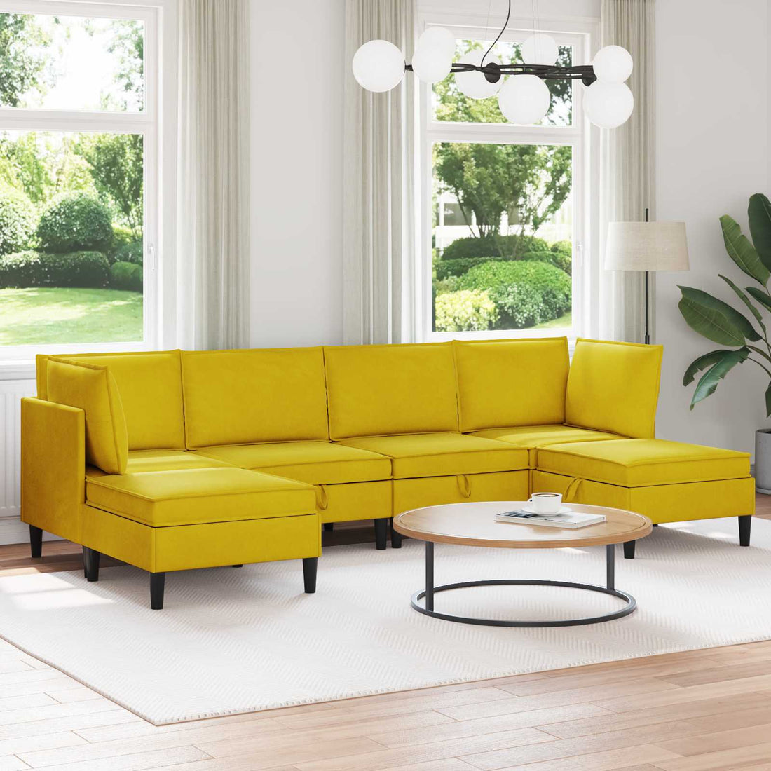 vidaXL Juego de muebles de salón 6 uds. Amarillo Terciopelo