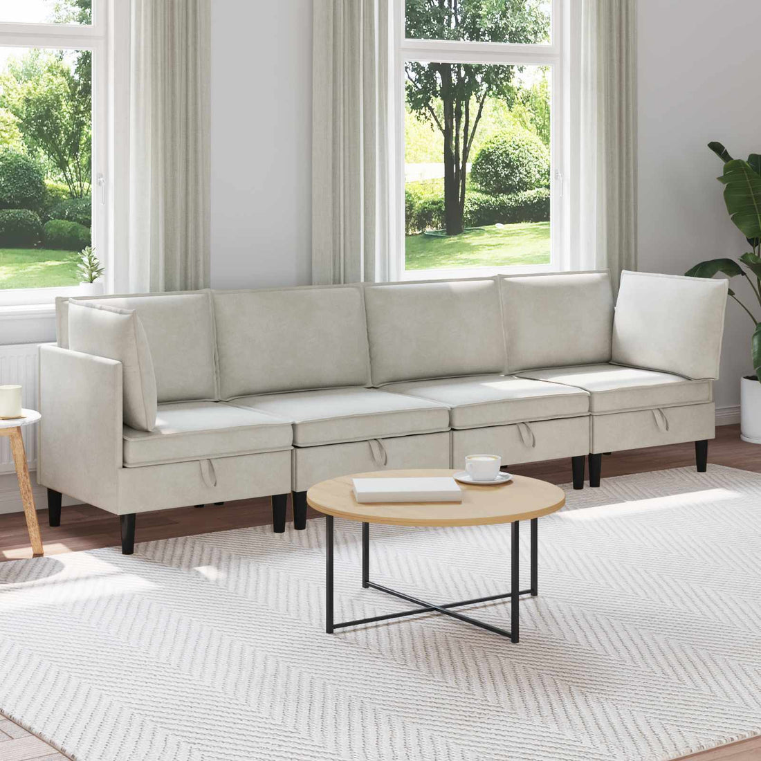 vidaXL Juego de muebles de salón 4 uds. Crema Terciopelo