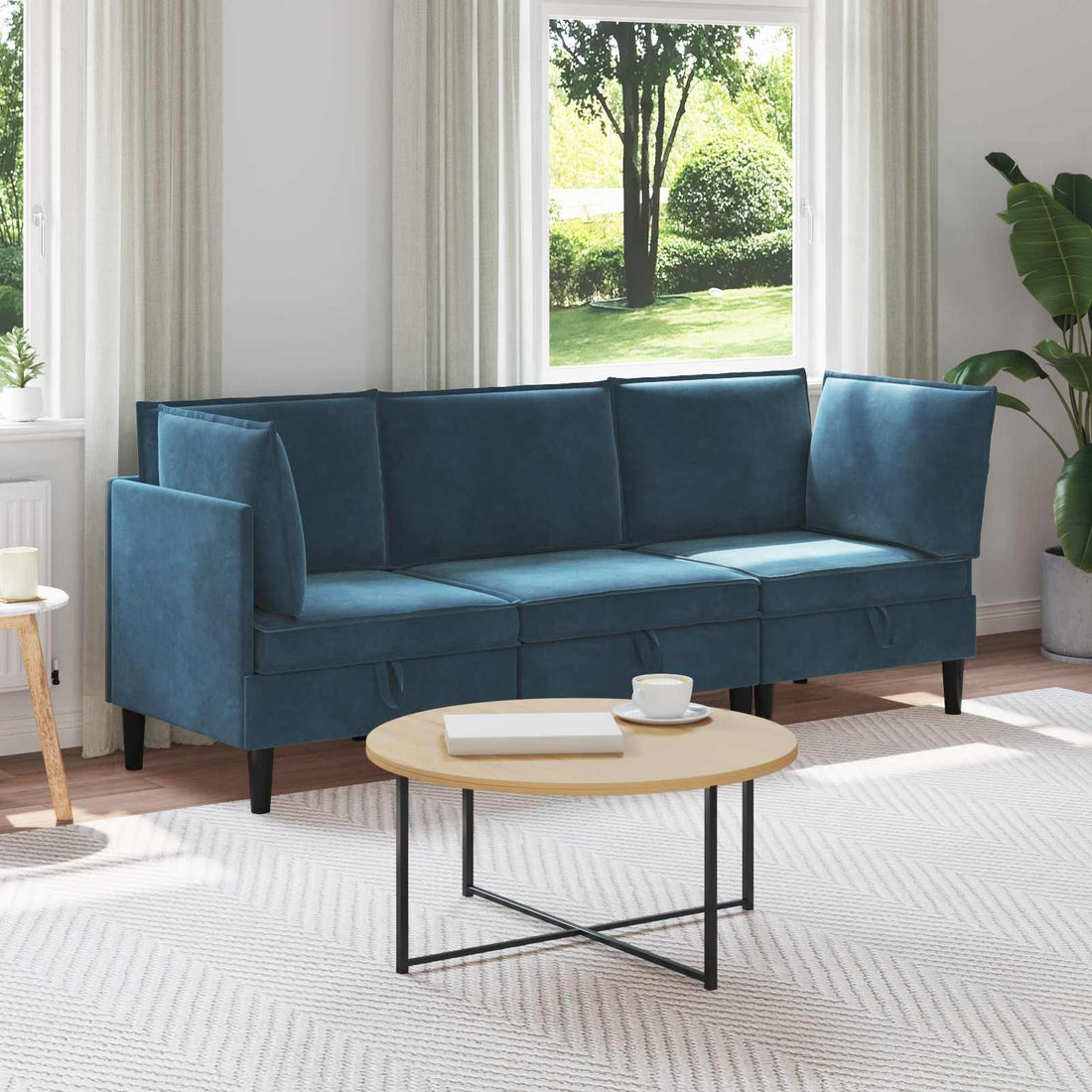 vidaXL Juego de muebles de salón 3 uds. Azul Terciopelo