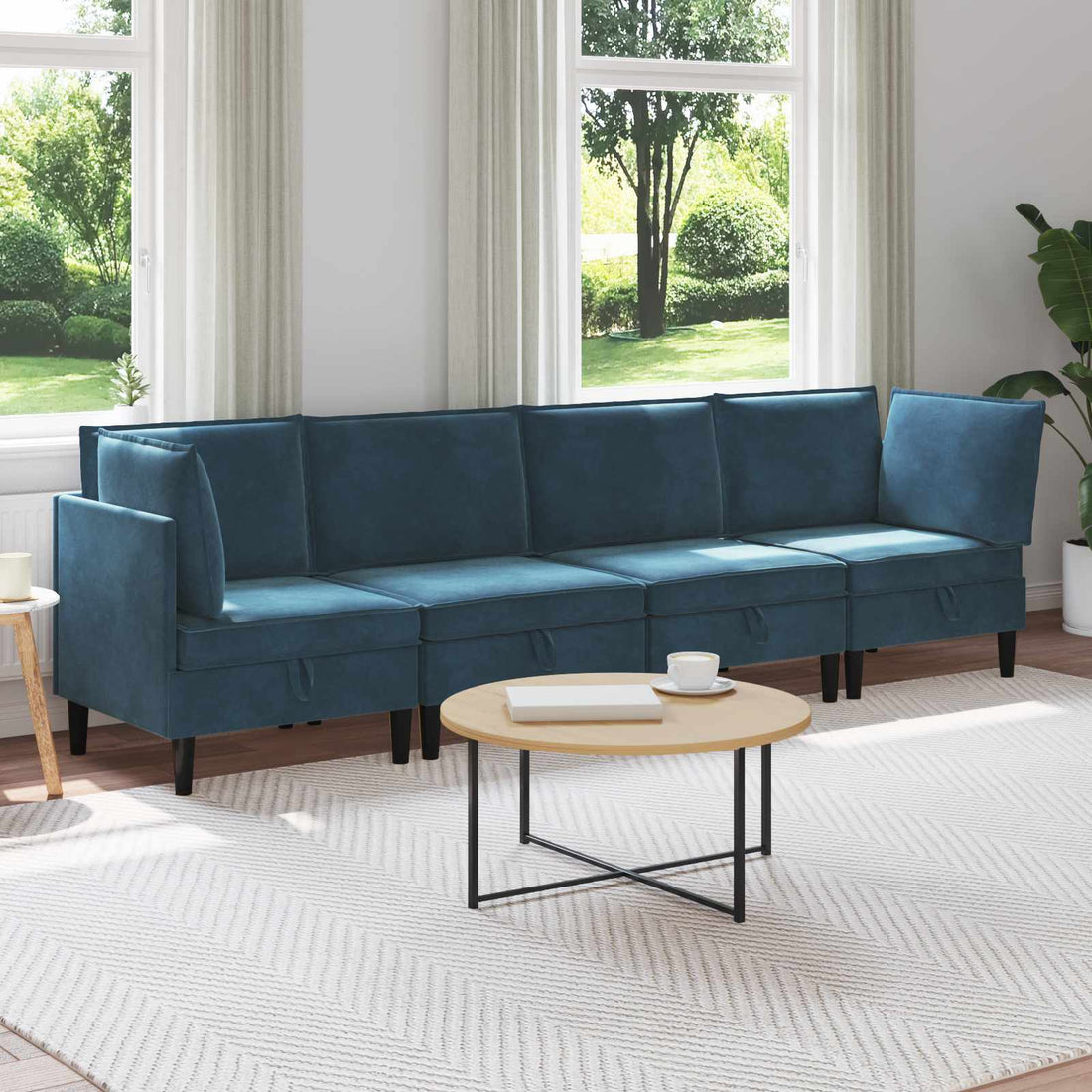 vidaXL Juego de muebles de salón 4 uds. Azul Terciopelo