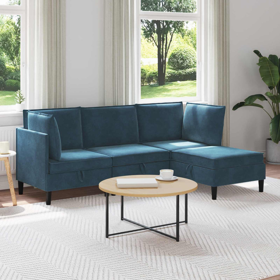 vidaXL Juego de muebles de salón 4 uds. Azul Terciopelo