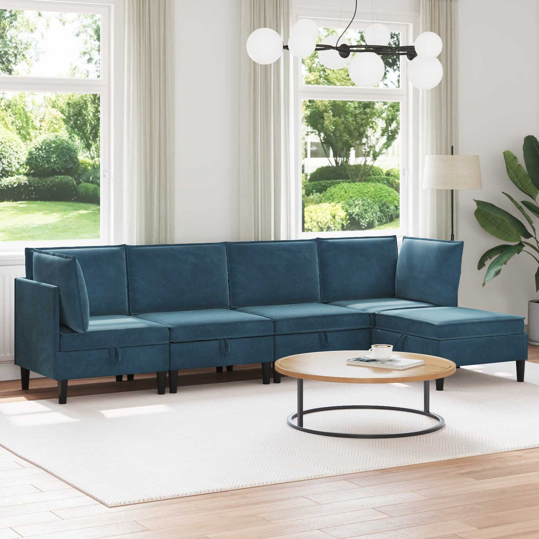 vidaXL Juego de muebles de salón 5 uds. Azul Terciopelo