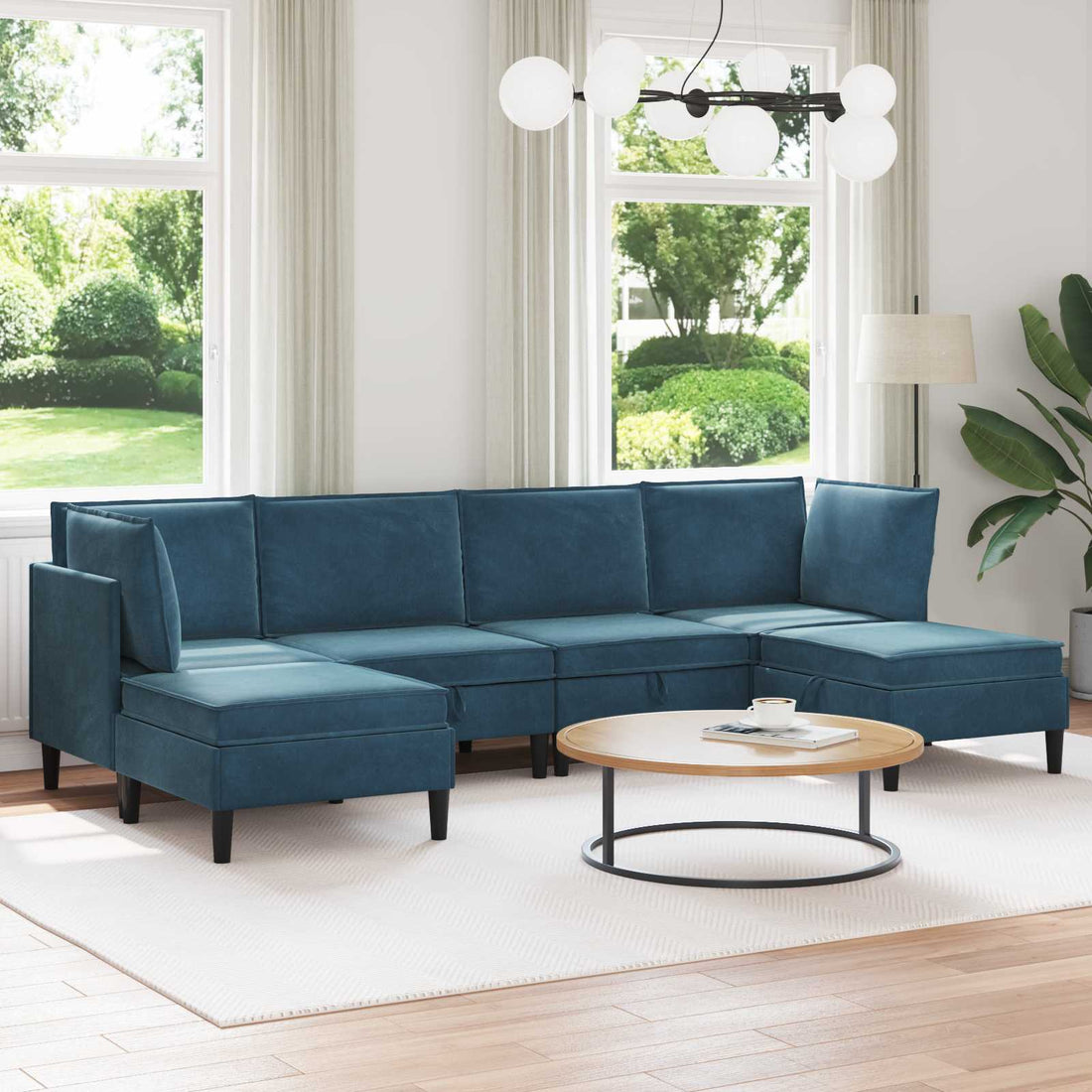 vidaXL Juego de muebles de salón 6 uds. Azul Terciopelo