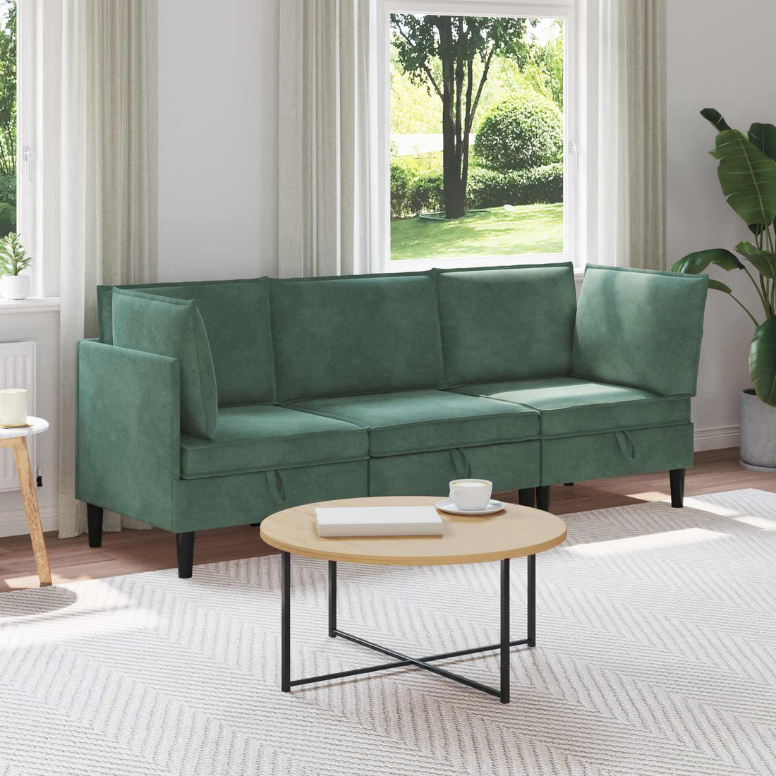 vidaXL Juego de muebles de salón 3 uds. Verde Mar Terciopelo