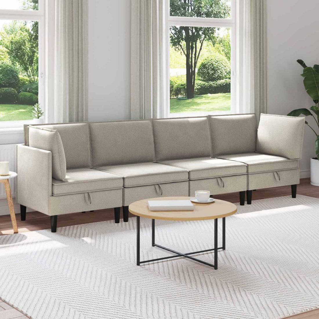 vidaXL Juego de muebles de salón 4 uds. Avena Tela
