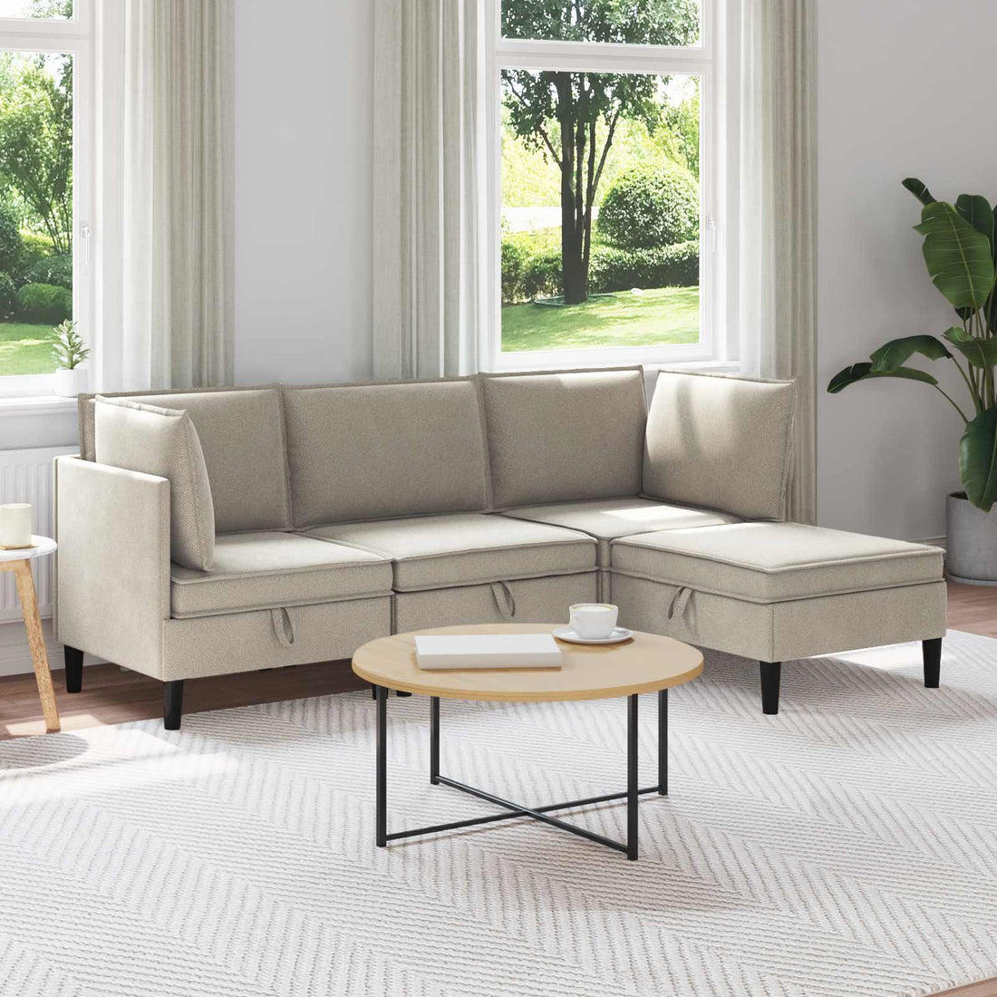 vidaXL Juego de muebles de salón 4 uds. Avena Tela