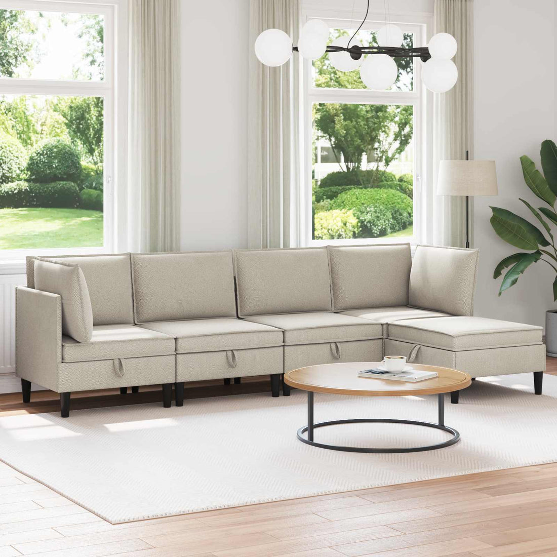 vidaXL Juego de muebles de salón 5 uds. Avena Tela