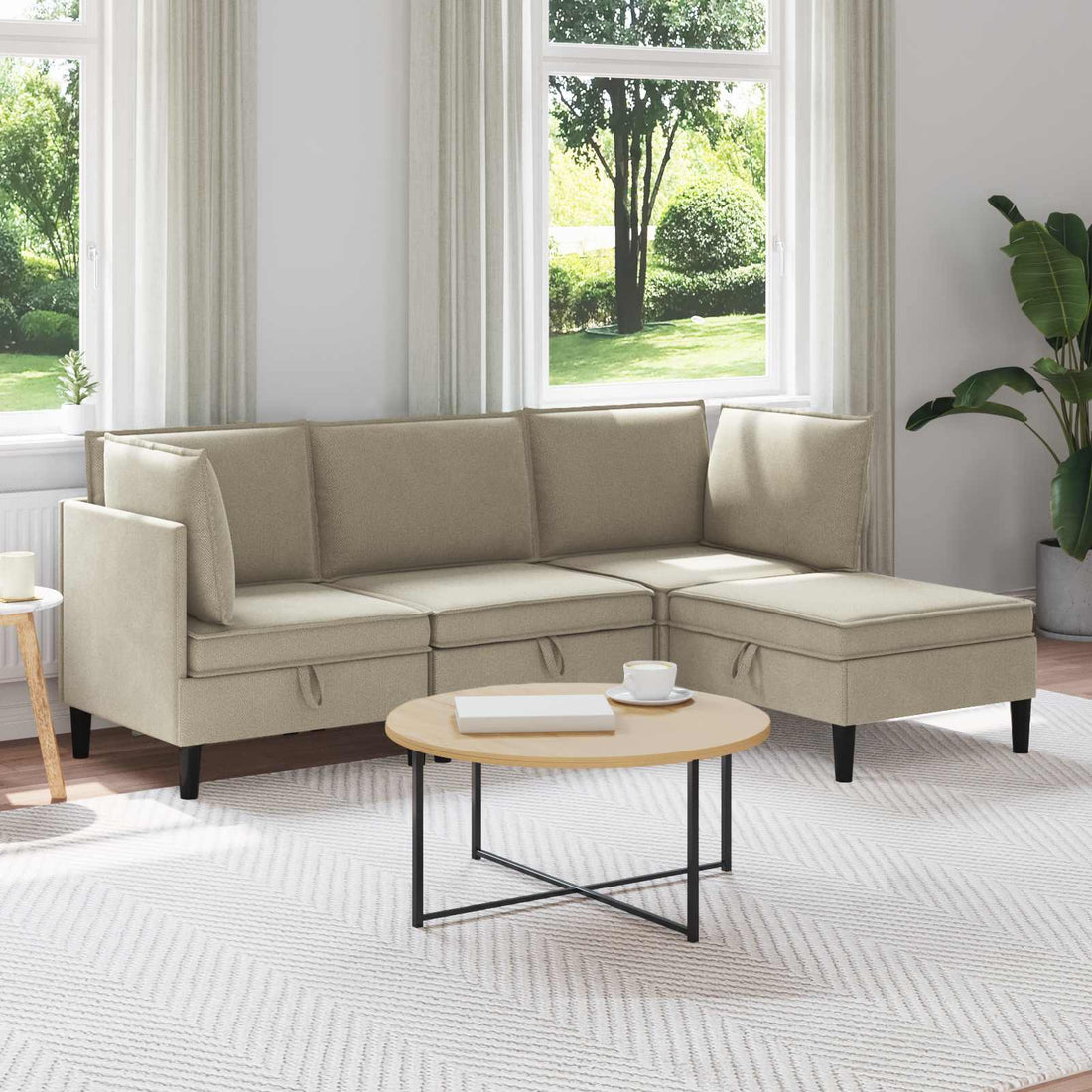 vidaXL Juego de muebles de salón 4 uds. Arena Tela