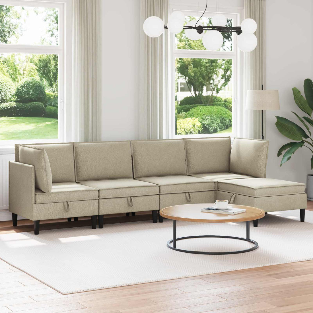 vidaXL Juego de muebles de salón 5 uds. Arena Tela