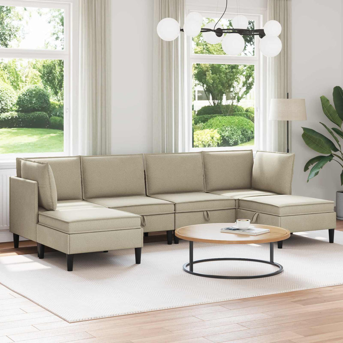 vidaXL Juego de muebles de salón 6 uds. Arena Tela