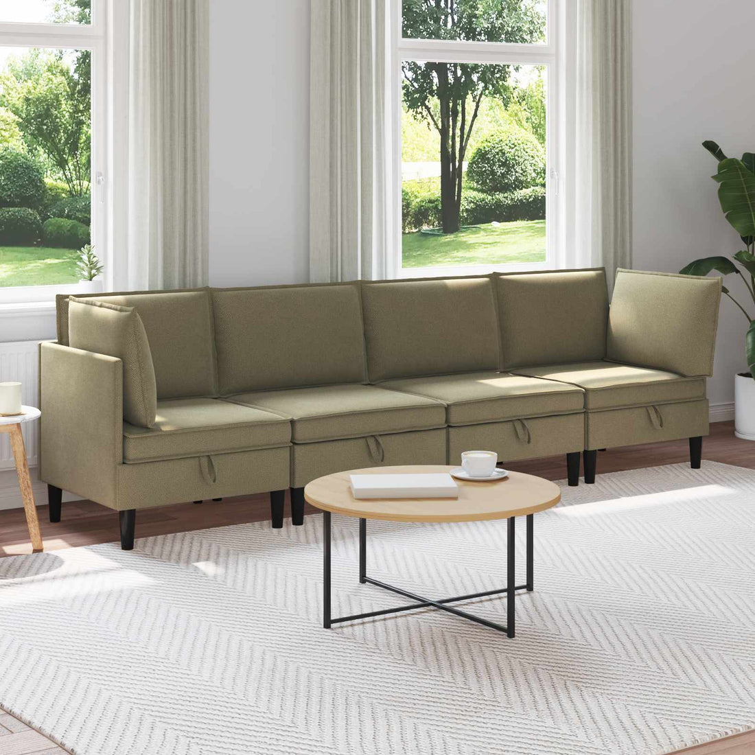 vidaXL Juego de muebles de salón 4 uds. Caqui Tela
