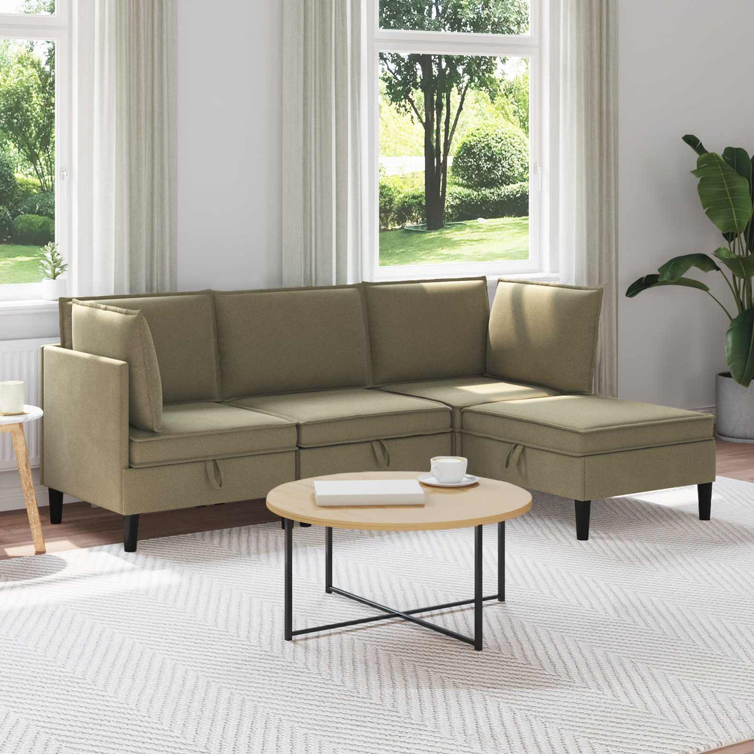 vidaXL Juego de muebles de salón 4 uds. Caqui Tela