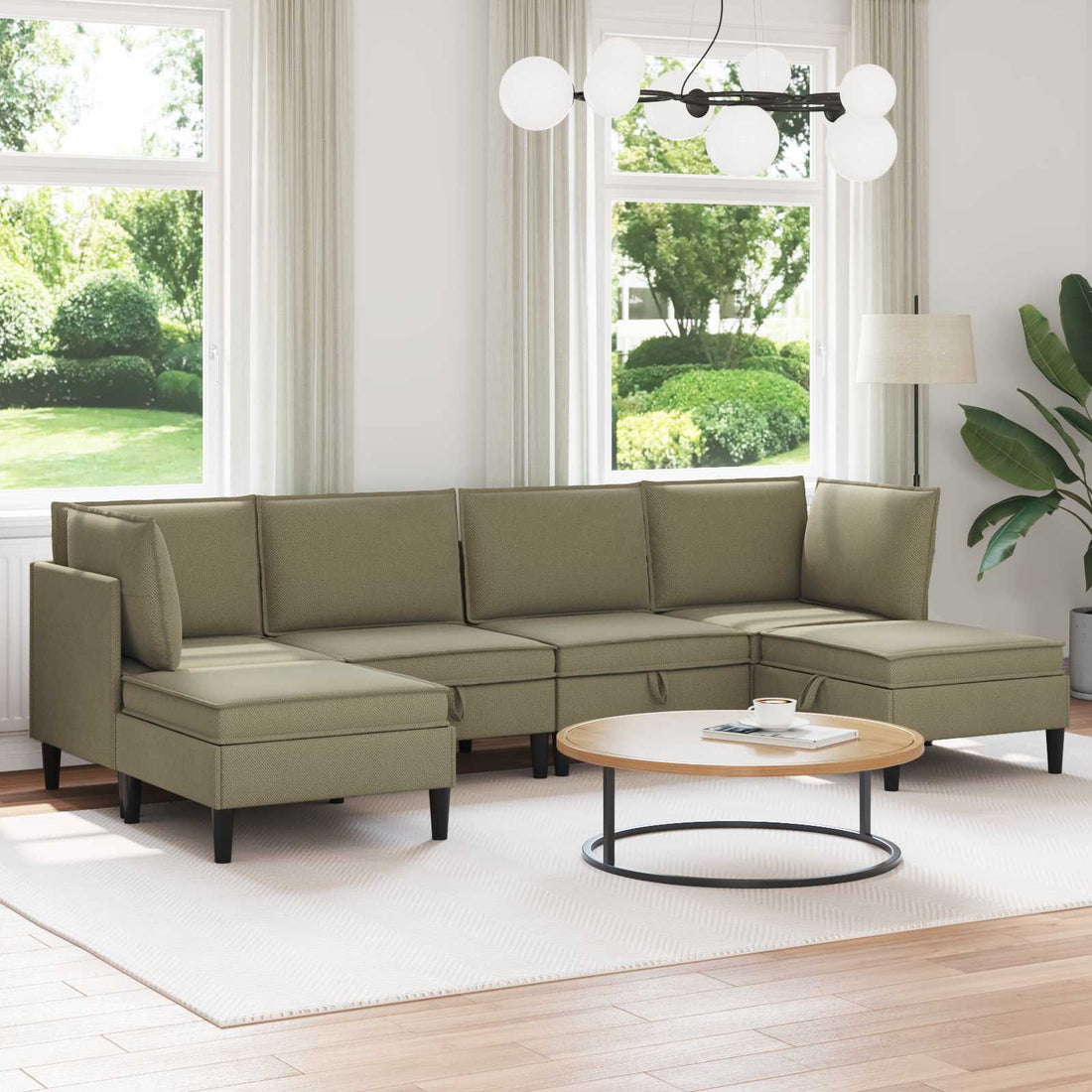 vidaXL Juego de muebles de salón 6 uds. Caqui Tela