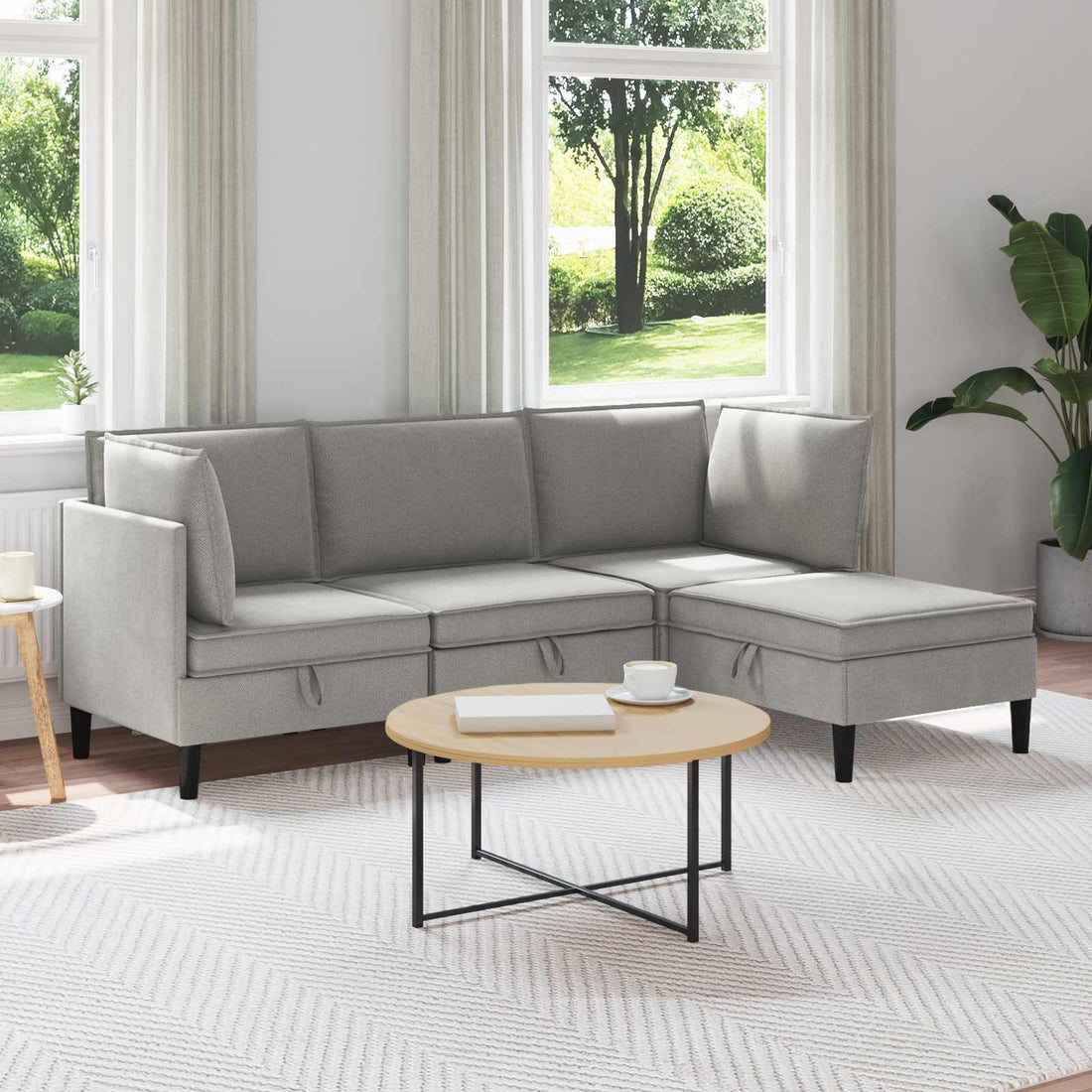 vidaXL Juego de muebles de salón 4 uds. Gris claro Tela