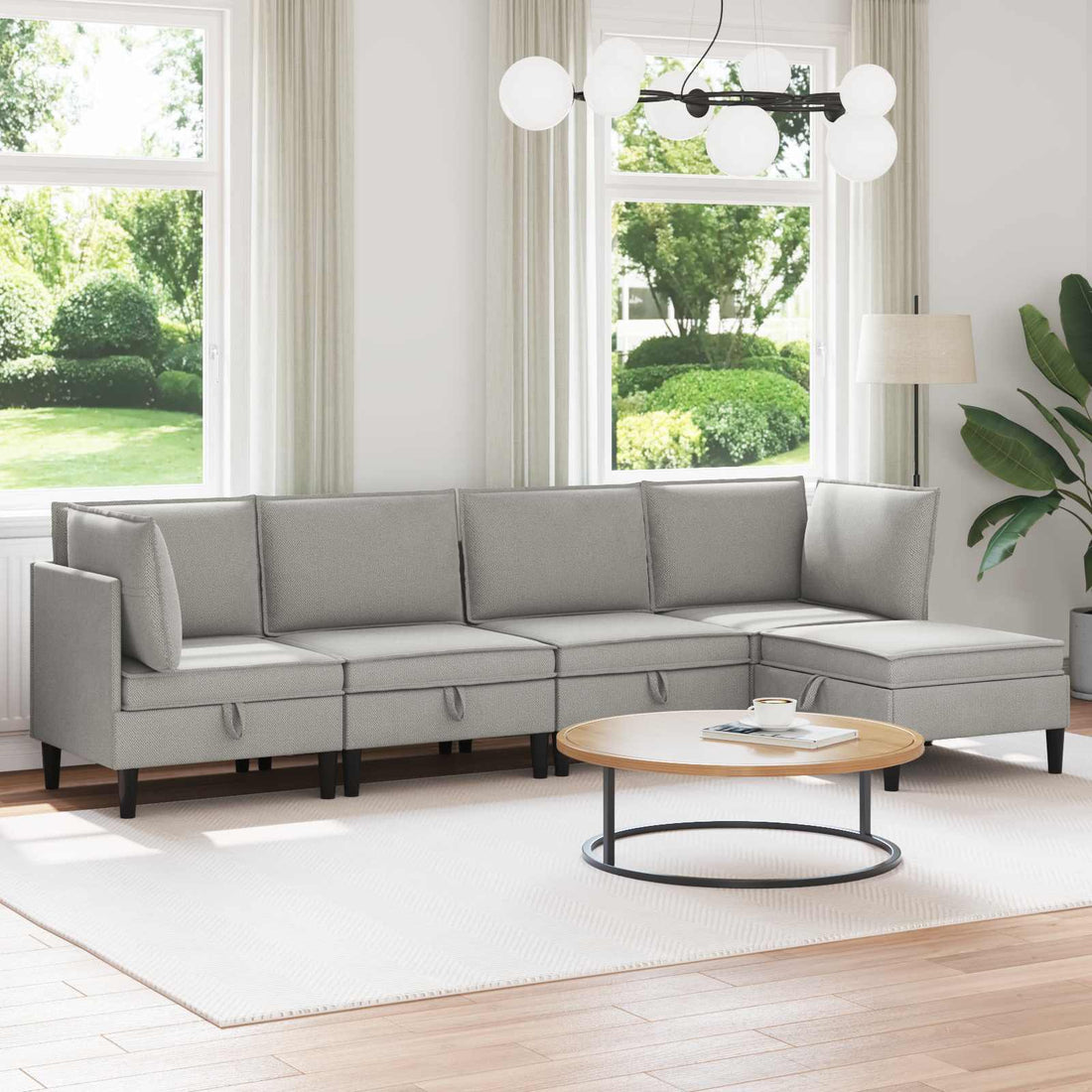 vidaXL Juego de muebles de salón 5 uds. Gris claro Tela