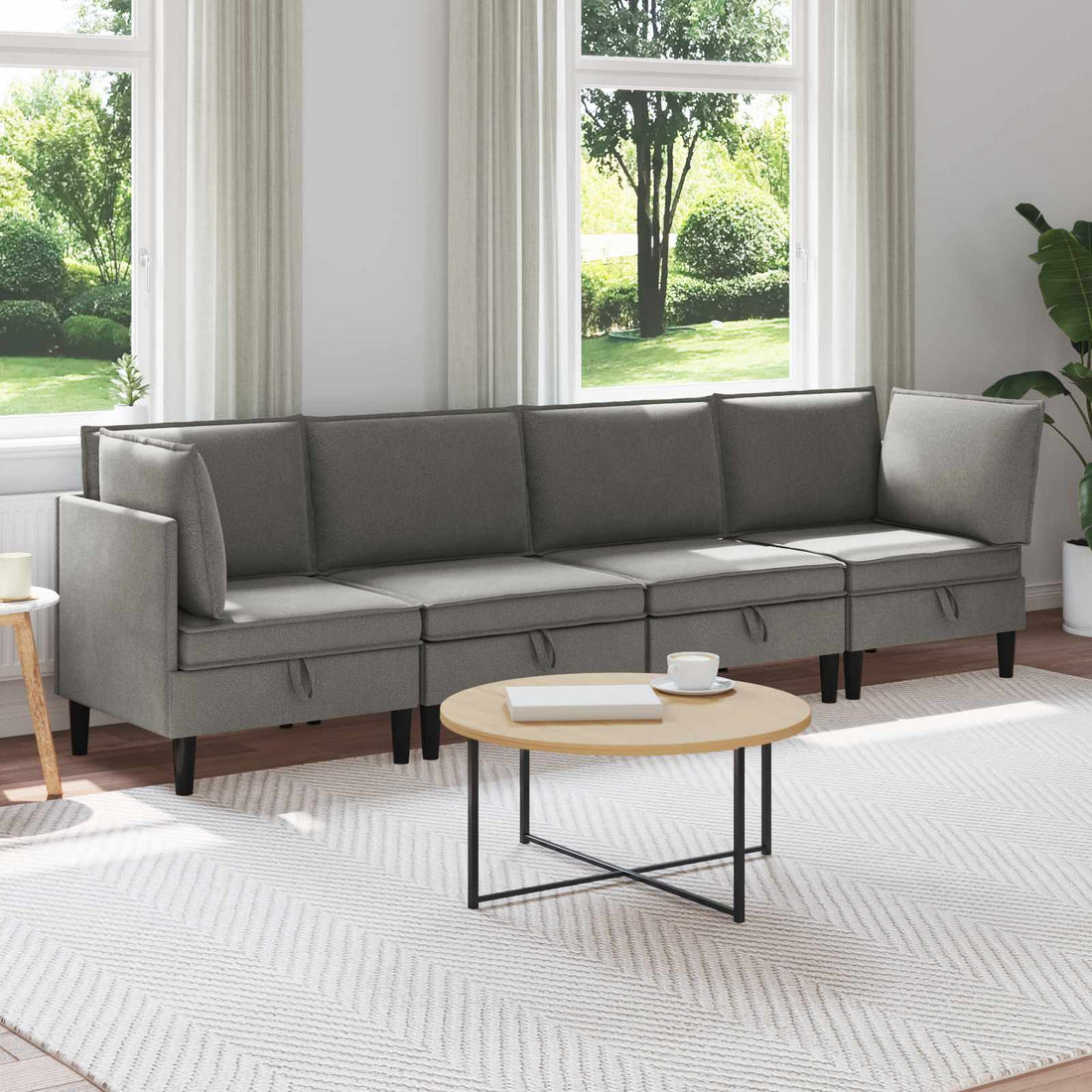 vidaXL Juego de muebles de salón 4 uds. Gris oscuro Tela