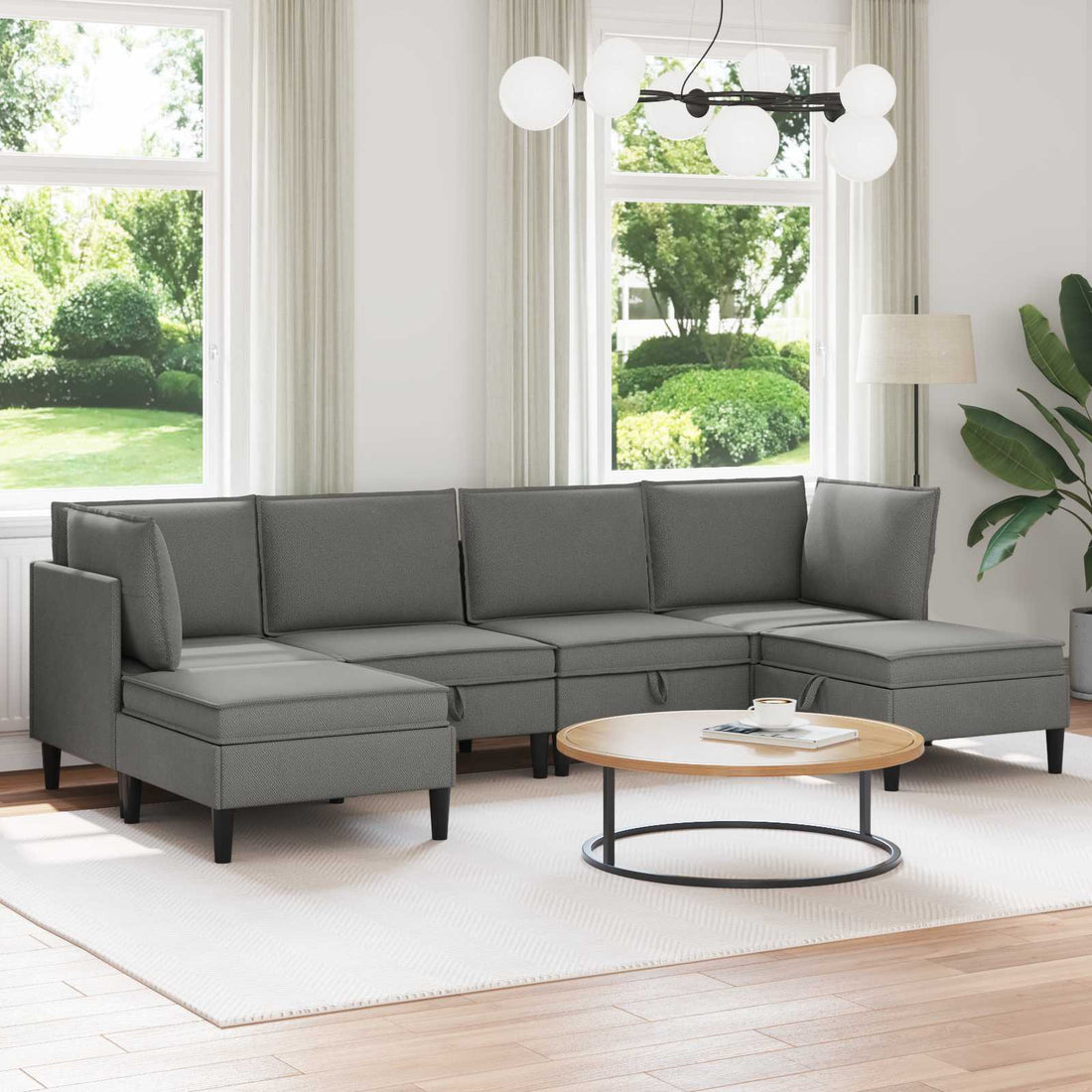vidaXL Juego de muebles de salón 6 uds. Gris oscuro Tela