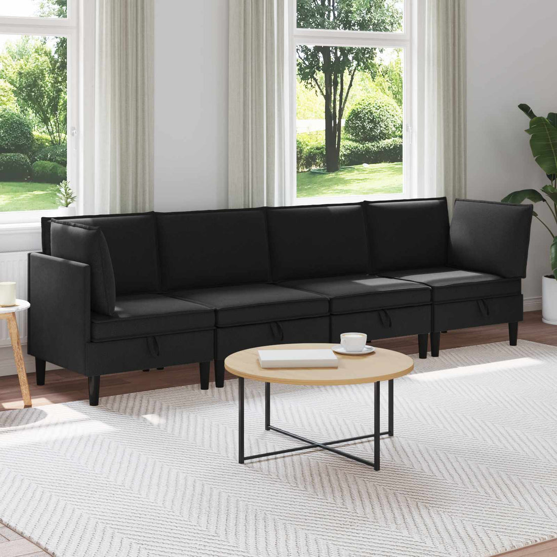 vidaXL Juego de muebles de salón 4 uds. Negro Tela
