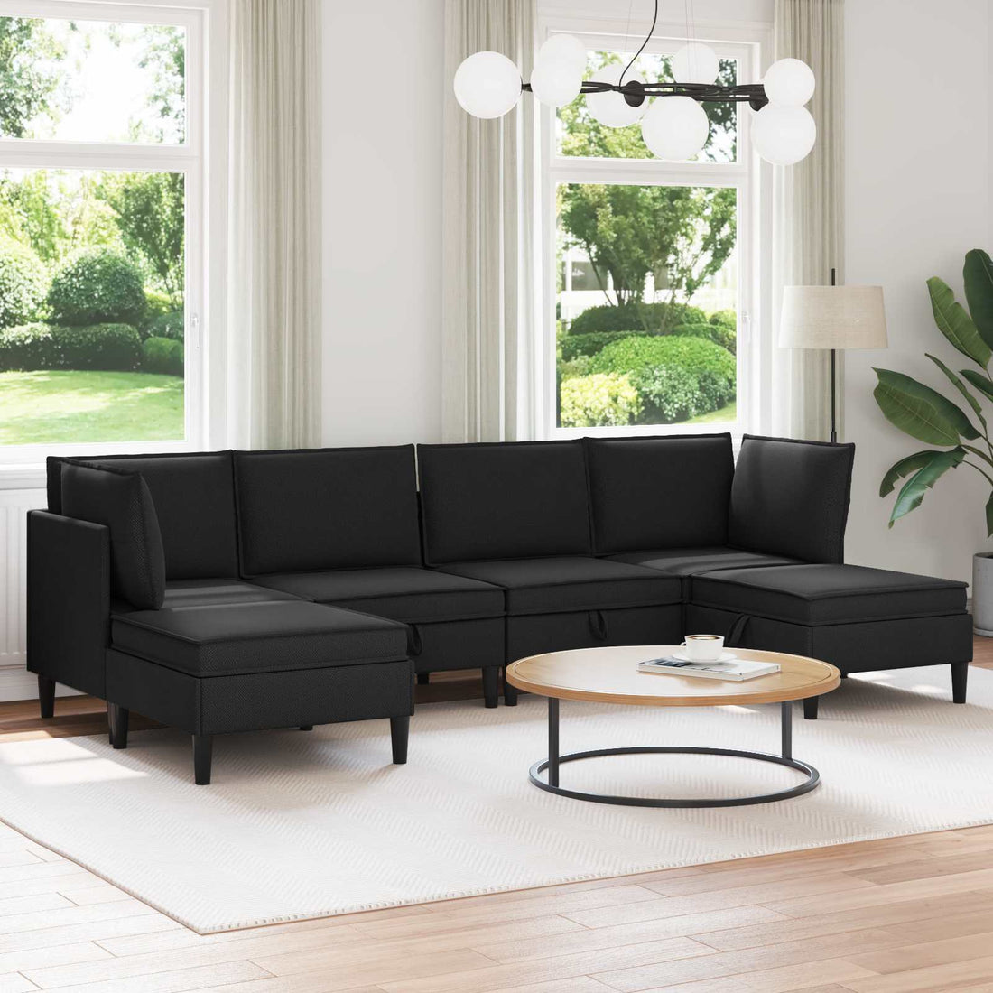 vidaXL Juego de muebles de salón 6 uds. Negro Tela