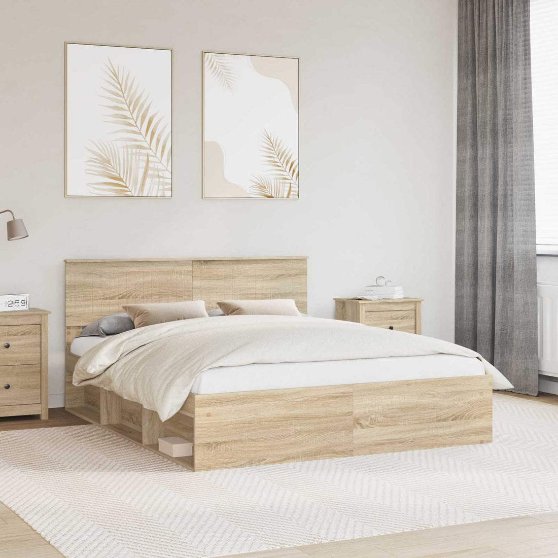 vidaXL Estructura de cama Sonoma 160 x 200 cm Madera de pino macizo