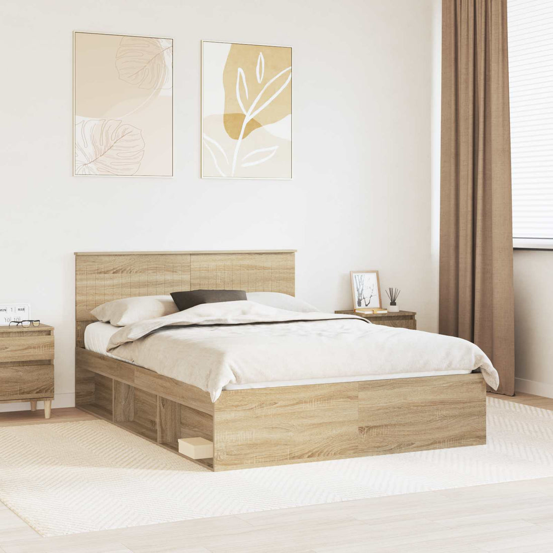 vidaXL Estructura de cama Sonoma 140 x 200 cm Madera de pino macizo