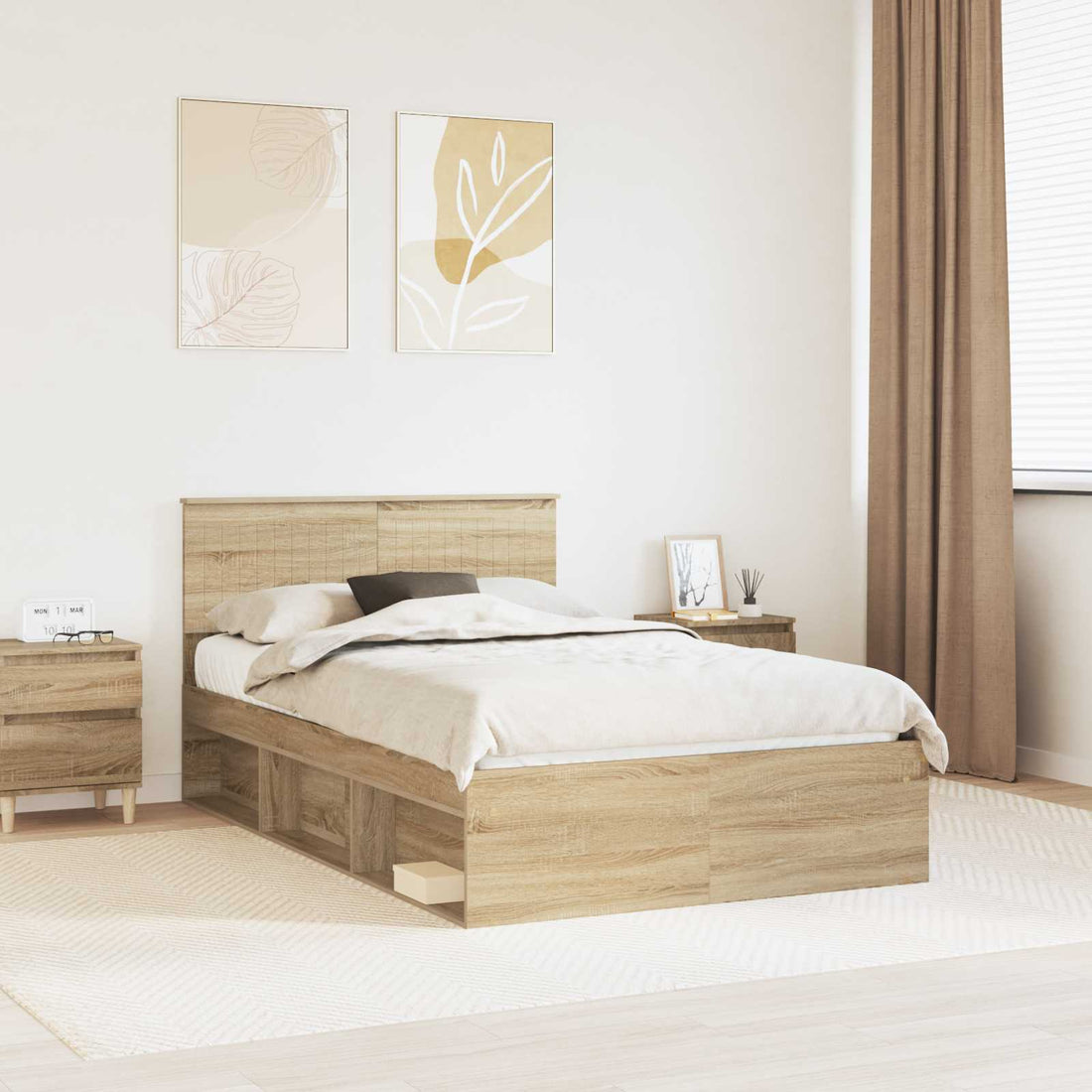 vidaXL Estructura de cama Sonoma 120 x 190 cm Madera de pino macizo