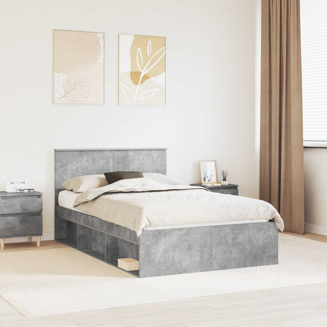 vidaXL Estructura de cama Concreto 120 x 190 cm Madera de pino macizo