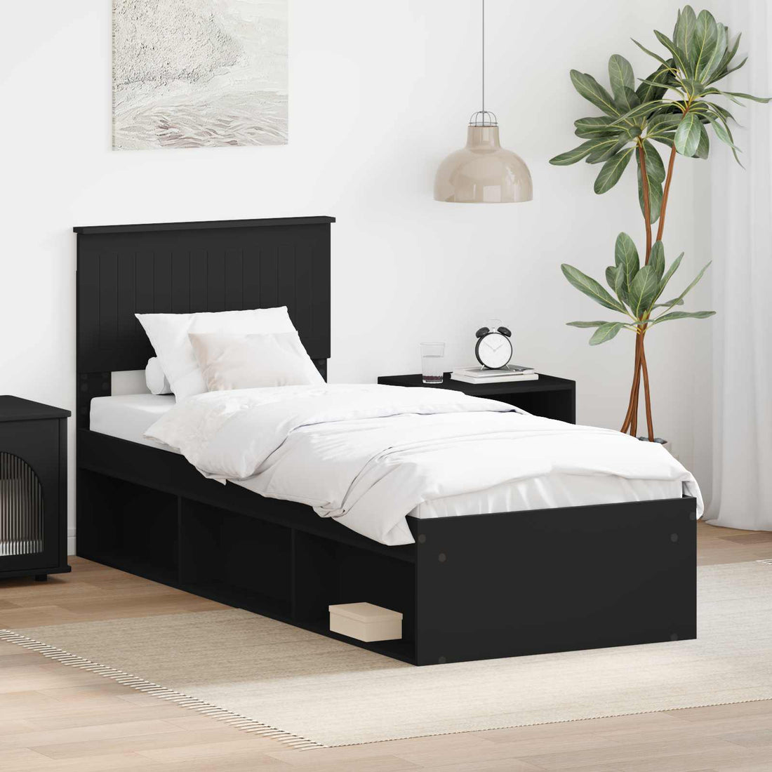 vidaXL Estructura de cama Negro 75 x 190 cm Madera de pino macizo
