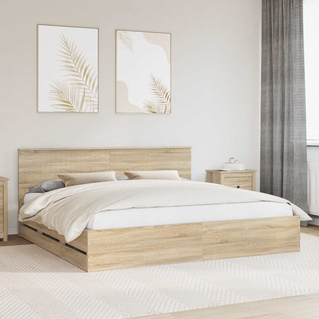 vidaXL Estructura de cama Roble Sonoma 200 x 200 cm Madera Ingenieril