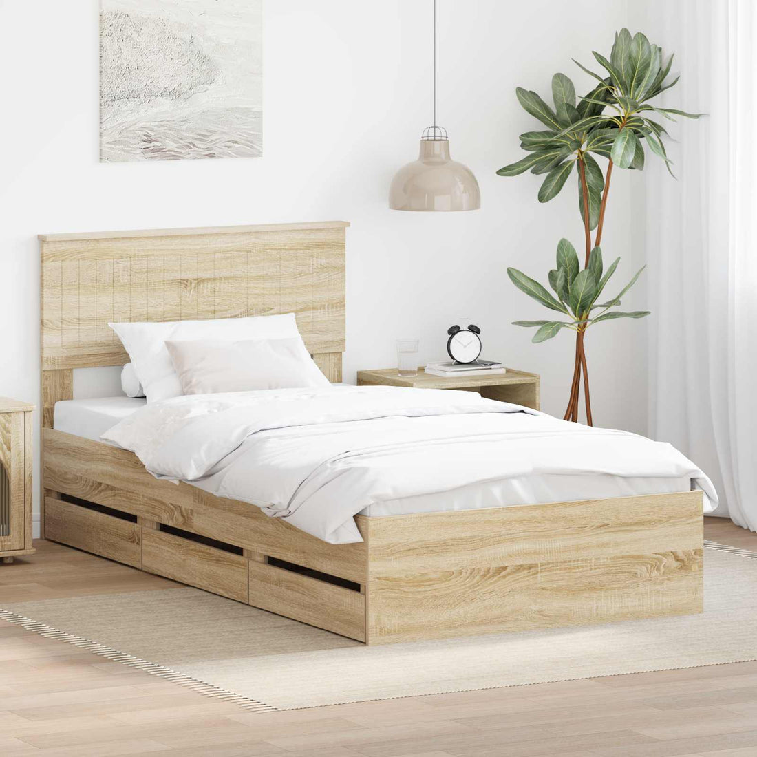 vidaXL Estructura de cama Roble Sonoma 100 x 200 cm Madera Ingenieril