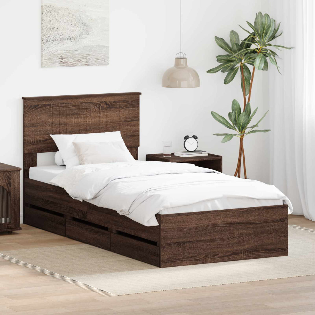 vidaXL Estructura de cama Roble Marrón 90 x 190 cm Madera Ingenieril