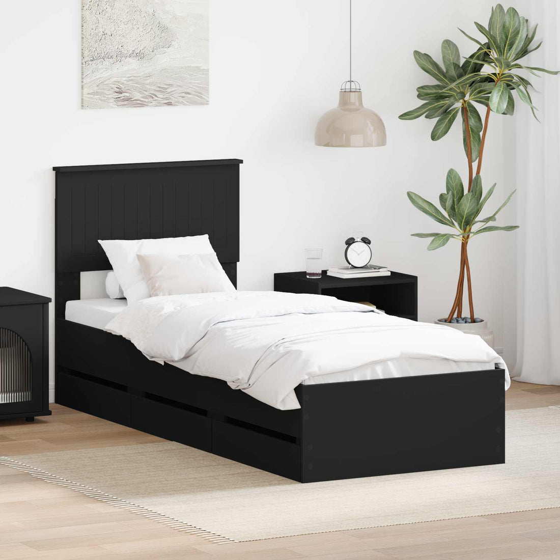 vidaXL Estructura de cama Negro 75 x 190 cm Madera Ingenieril