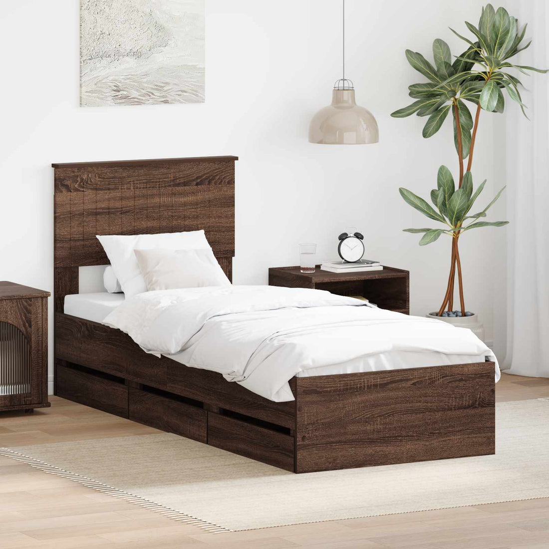 vidaXL Estructura de cama Roble Marrón 75 x 190 cm Madera Ingenieril