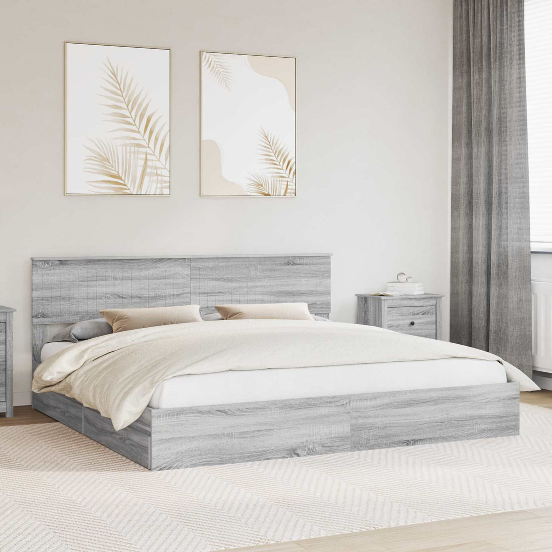 vidaXL Cama con almacenamiento con cajón Gris Sonoma 200 x 200 cm